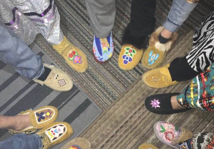 picture of moccasins on feet