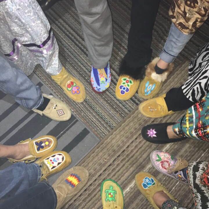 picture of moccasins on feet